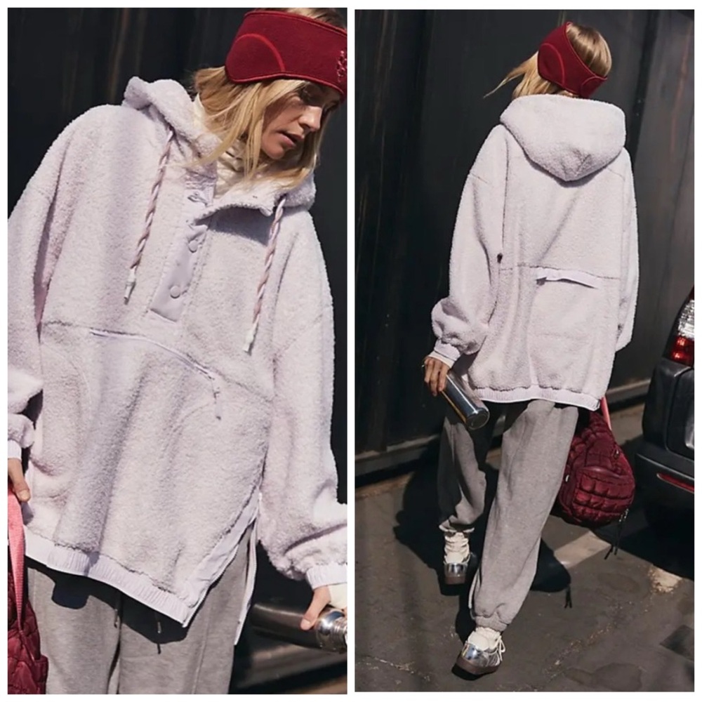 Free People Movement Fuzzy Was‎ She Fleece Sherpa Teddy Pullover Hoody Small